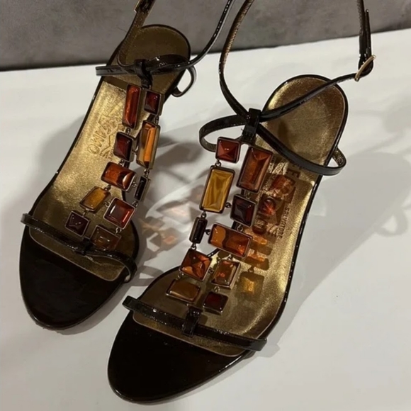 Salvatore Ferragamo Jeweled Heels. TAMARA WOMENS Size 9 ITALIAN W/ BOX - Picture 2 of 13